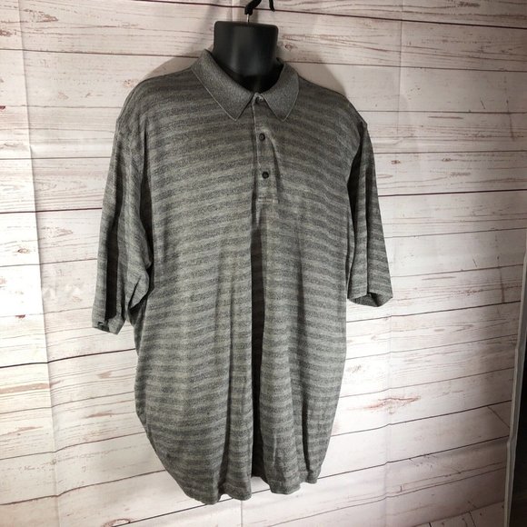 Slazenger Golf Mens Short Sleeve Gray Striped Polo Casual Shirt Size 2XL XXL - Picture 2 of 8